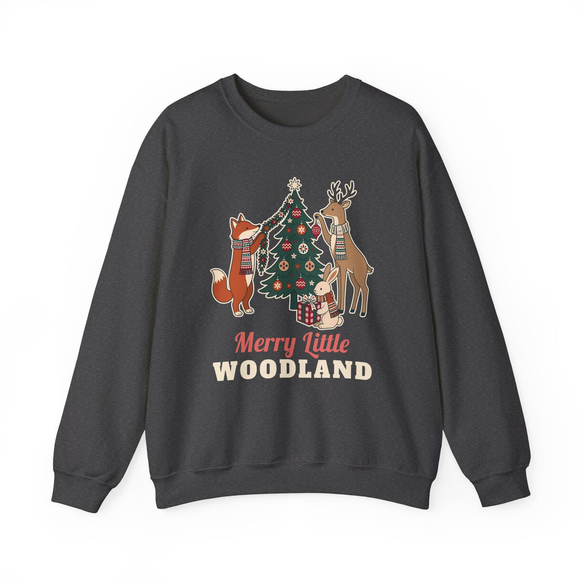 Merry Little Woodland unisex crewneck sweatshirt in Dark Heather