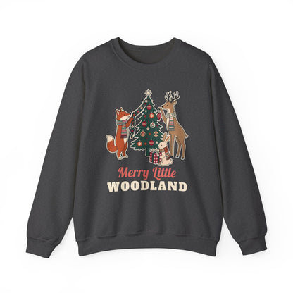 Merry Little Woodland unisex crewneck sweatshirt in Dark Heather