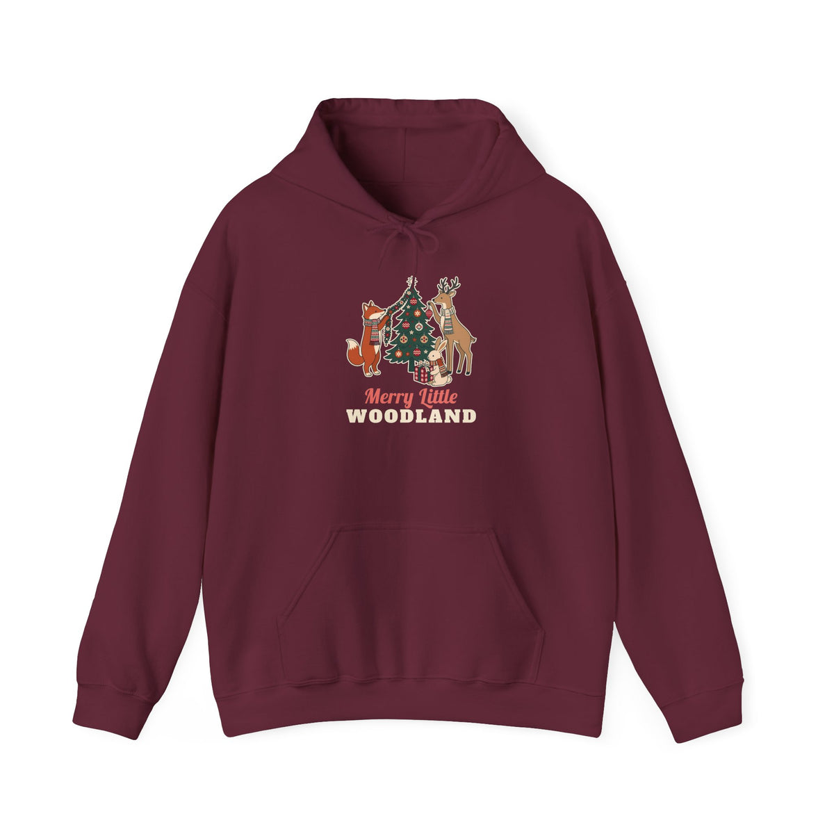 Merry Little Woodland unisex hoodie in Maroon