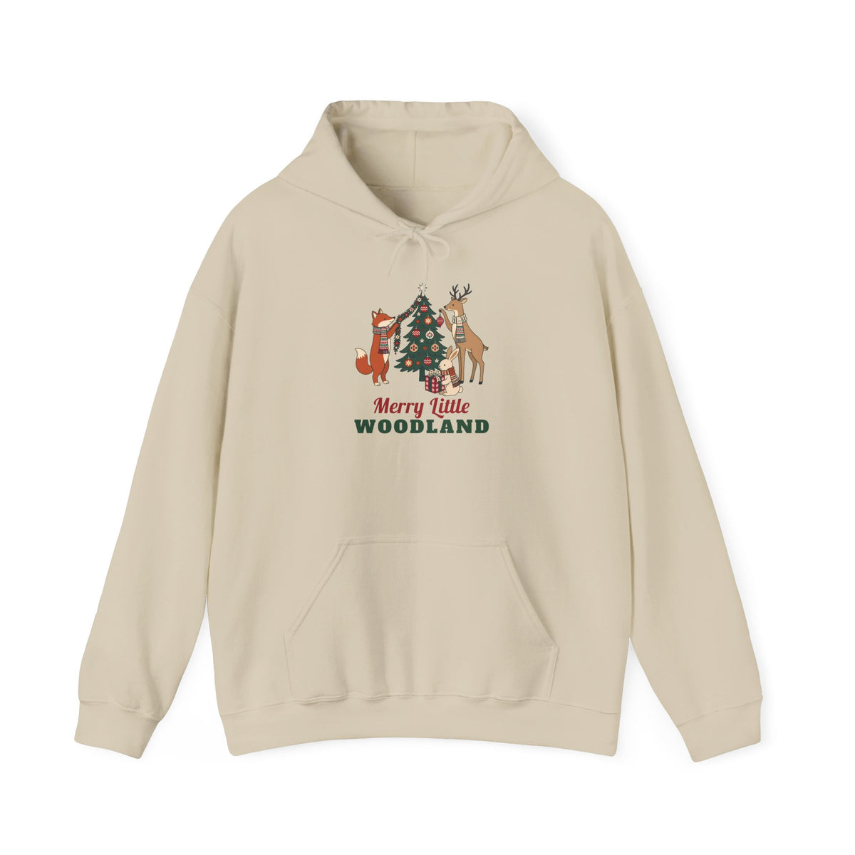 Merry Little Woodland unisex hoodie in Sand
