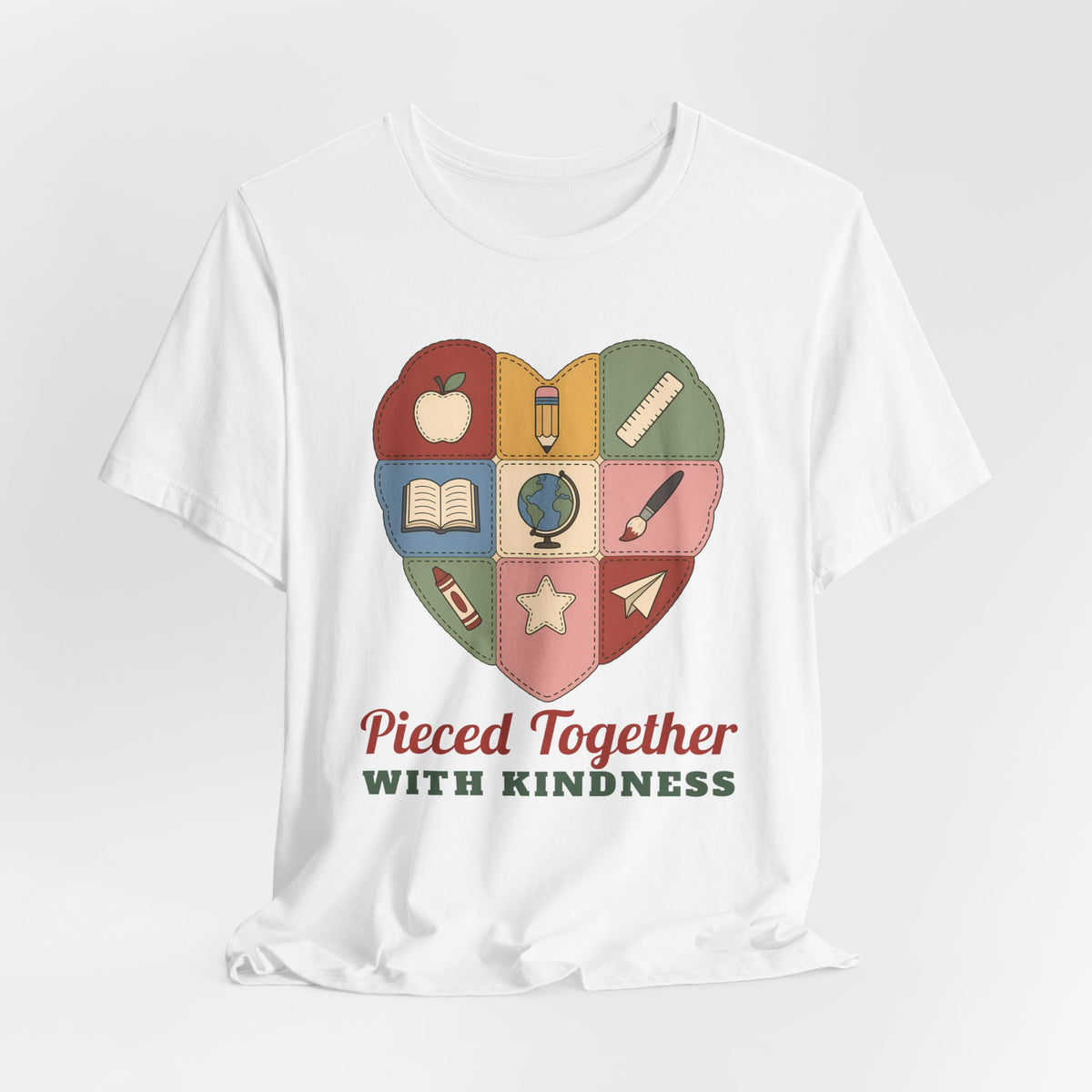 Pieced Together with Kindness unisex tee in White