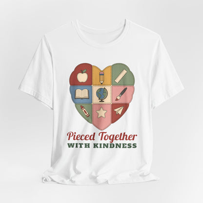 Pieced Together with Kindness unisex tee in White