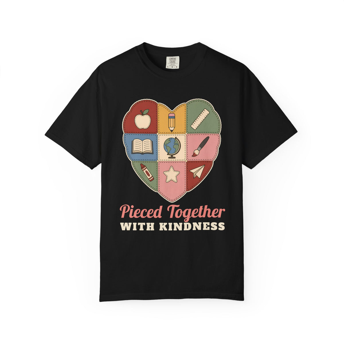Pieced Together with Kindness unisex tee in Black