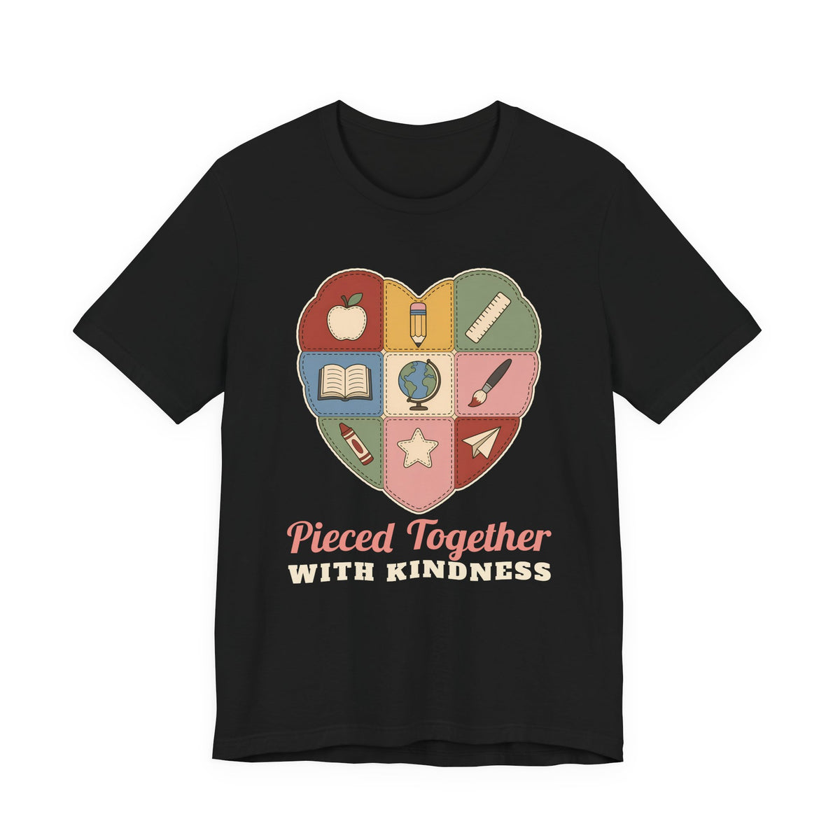 Pieced Together with Kindness unisex tee in Black