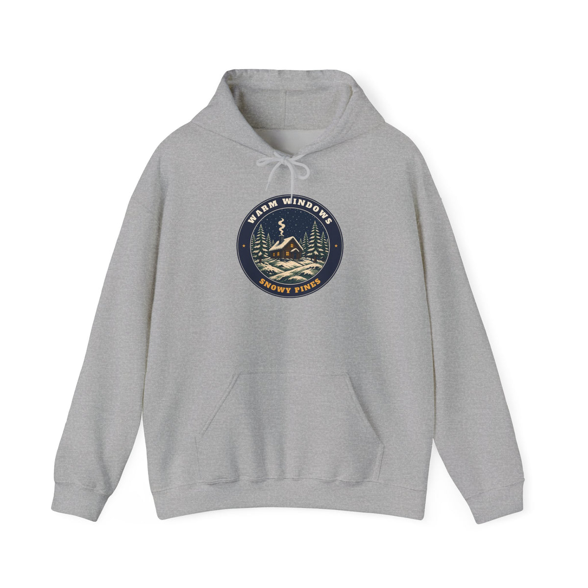 Warm Windows, Snowy Pines unisex hoodie in Sport Grey