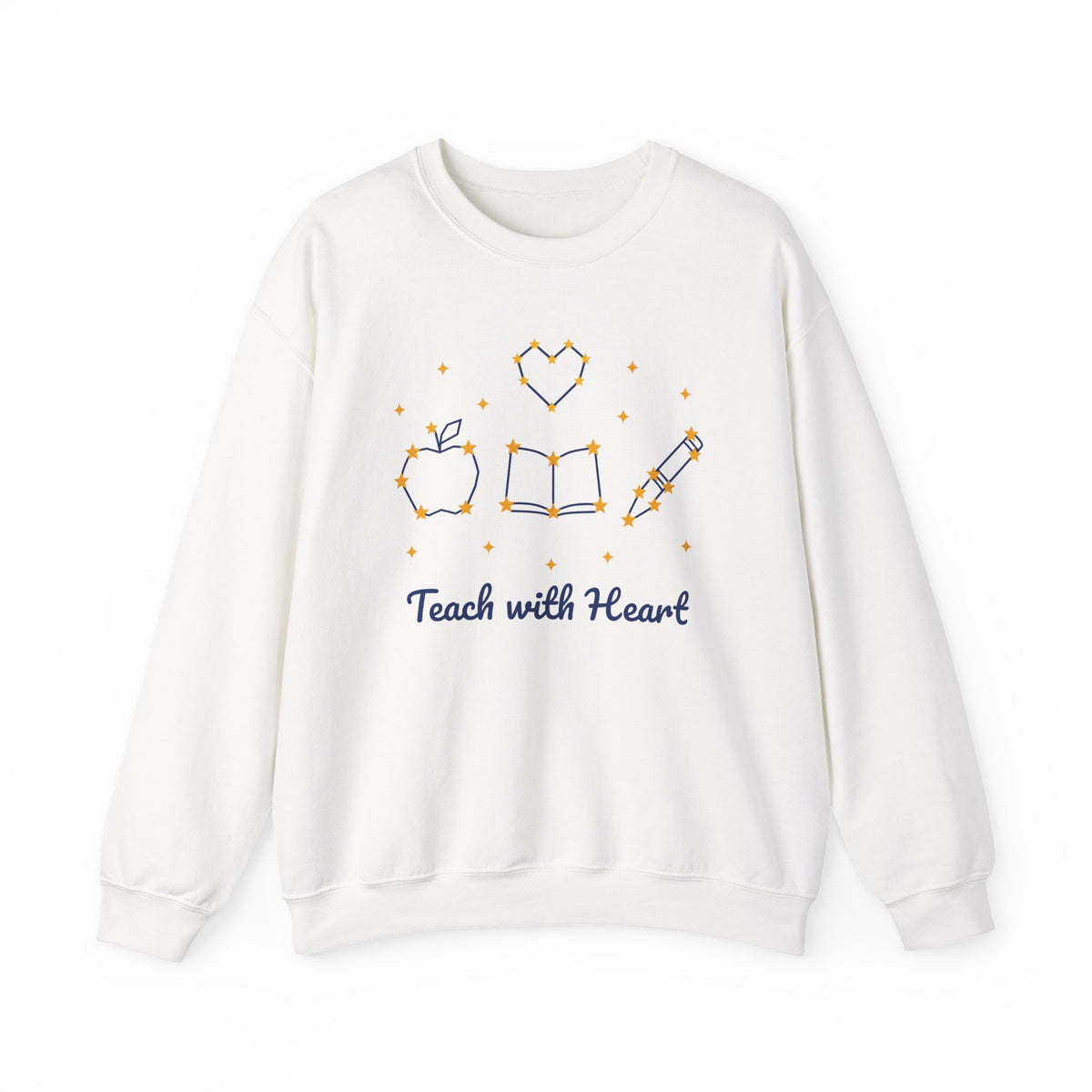 Teach with Heart unisex crewneck sweatshirt in White