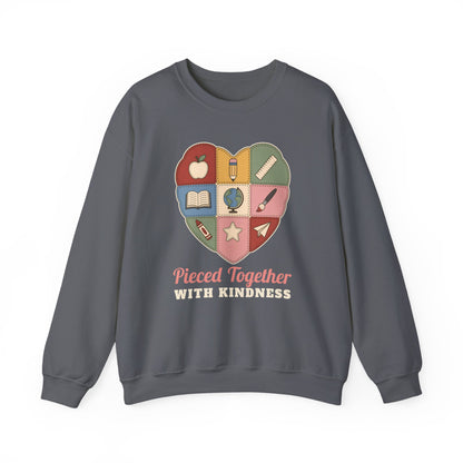 Pieced Together with Kindness unisex crewneck sweatshirt in Charcoal