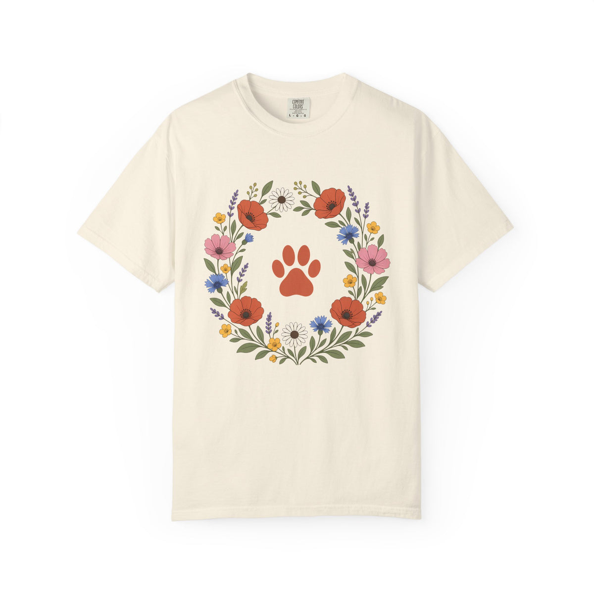 Wildflower Paws unisex tee in Ivory