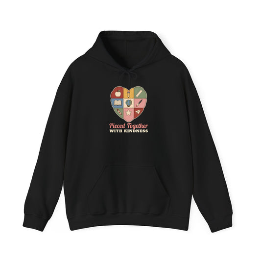 Pieced Together with Kindness unisex hoodie in Black
