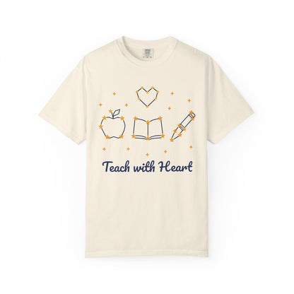 Teach with Heart unisex tee in Ivory