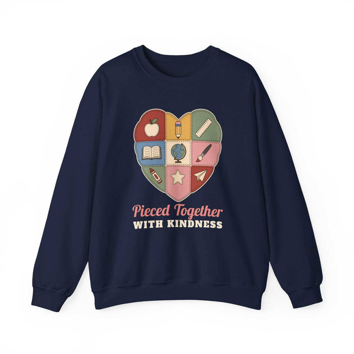 Pieced Together with Kindness unisex crewneck sweatshirt in Navy