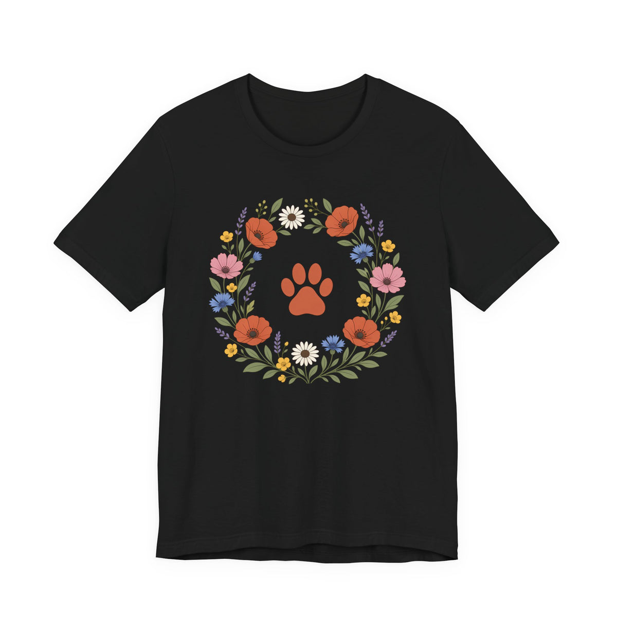Wildflower Paws unisex tee in Black
