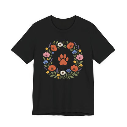 Wildflower Paws unisex tee in Black