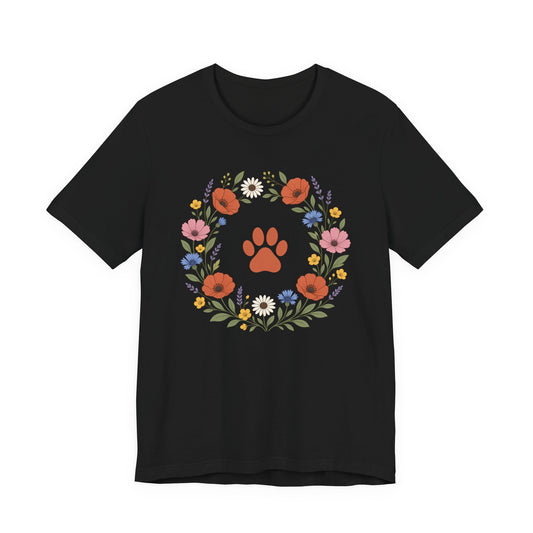 Wildflower Paws unisex tee in Black