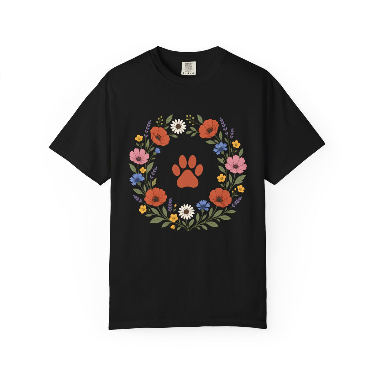 Wildflower Paws unisex tee in Black
