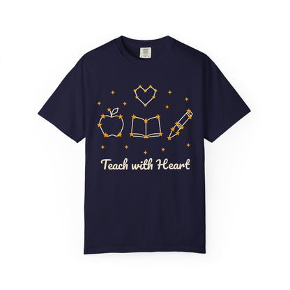 Teach with Heart unisex tee in True Navy