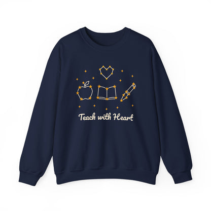 Teach with Heart unisex crewneck sweatshirt in Navy