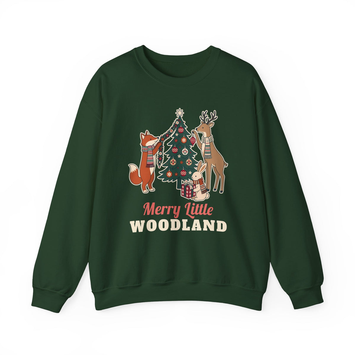 Merry Little Woodland unisex crewneck sweatshirt in Forest Green
