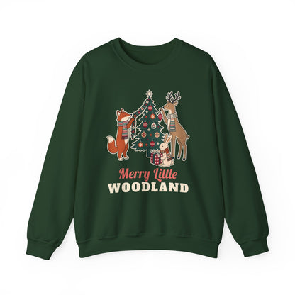 Merry Little Woodland unisex crewneck sweatshirt in Forest Green
