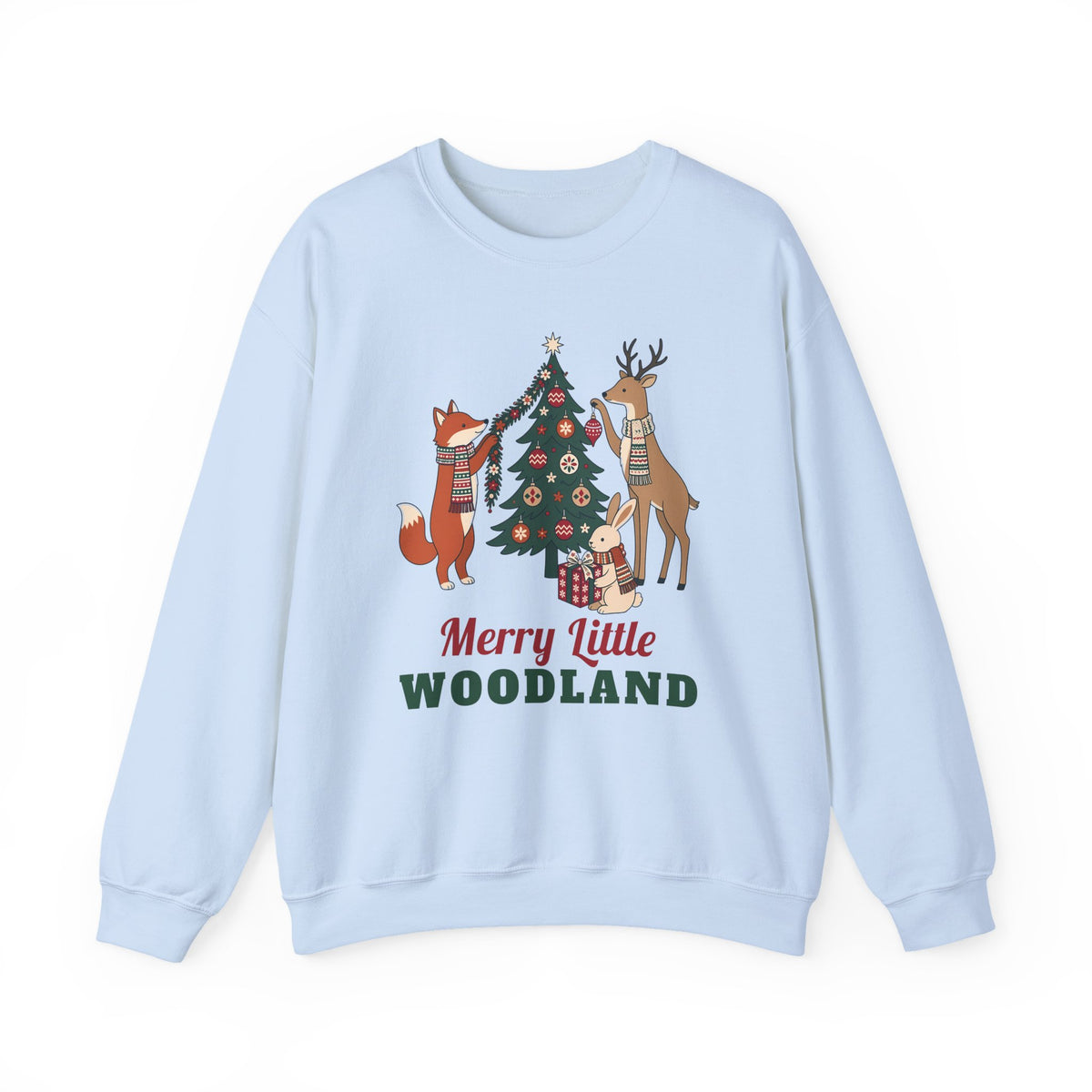 Merry Little Woodland unisex crewneck sweatshirt in Light Blue