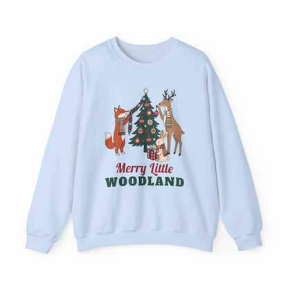 Merry Little Woodland unisex crewneck sweatshirt in Light Blue