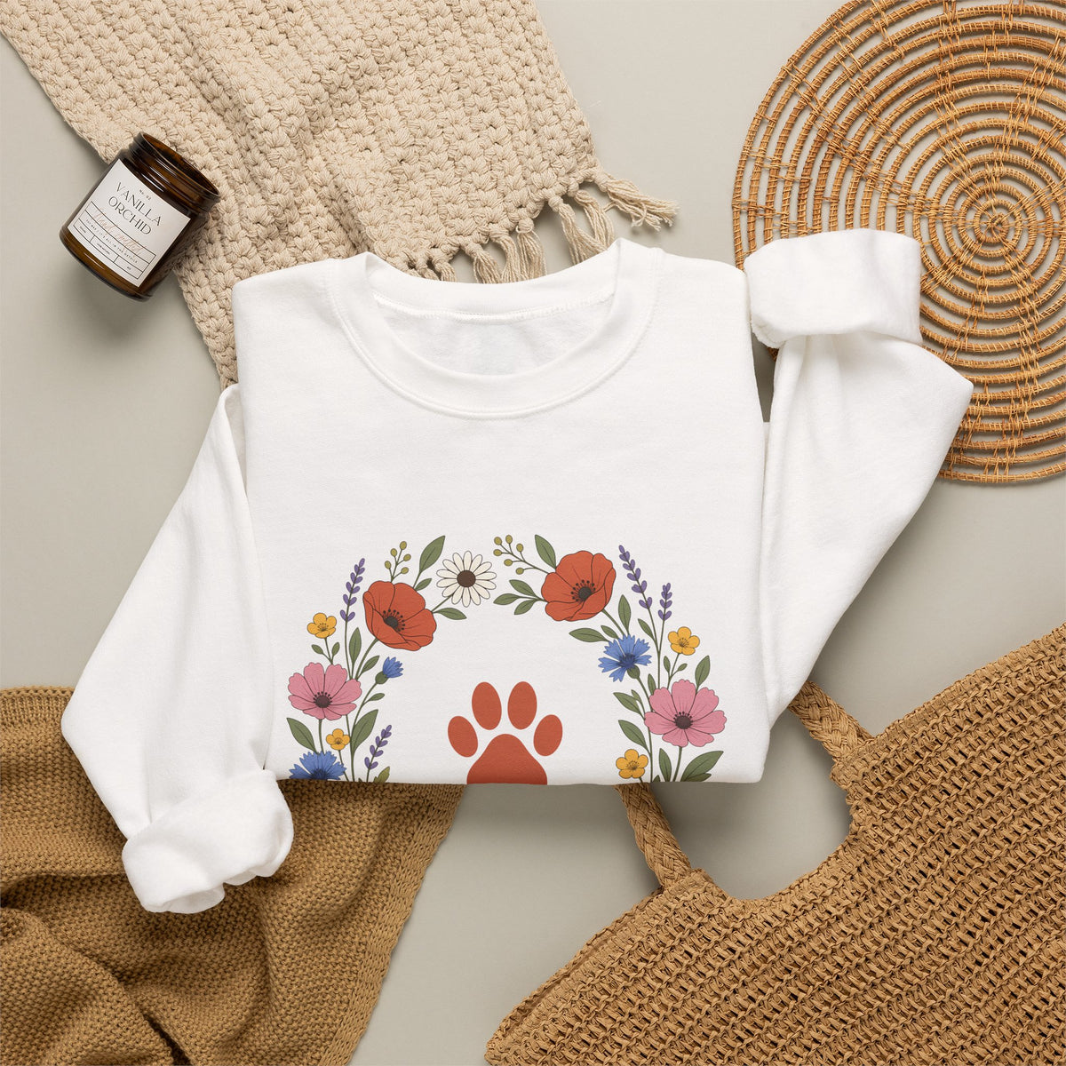 Wildflower Paws unisex crewneck sweatshirt