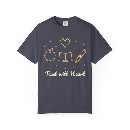 Teach with Heart unisex tee in Navy
