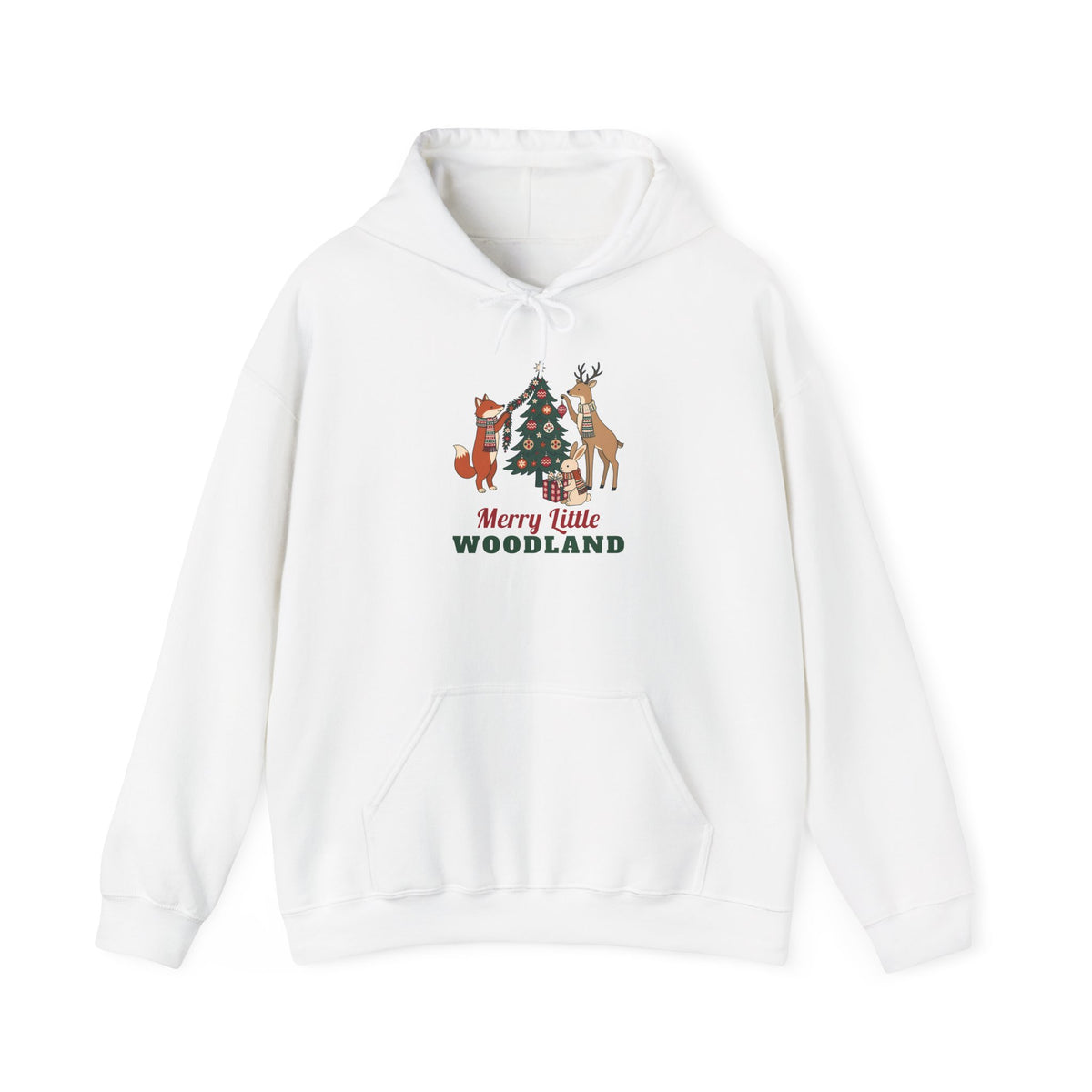 Merry Little Woodland unisex hoodie in White