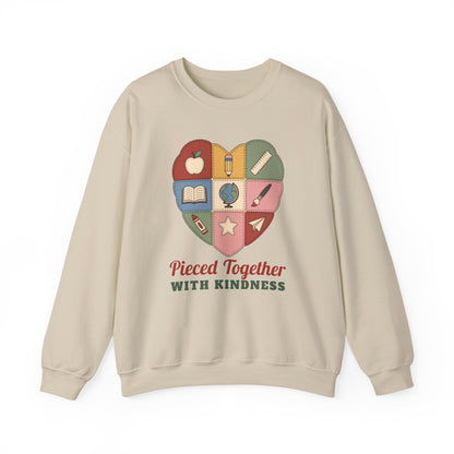 Pieced Together with Kindness unisex crewneck sweatshirt in Sand