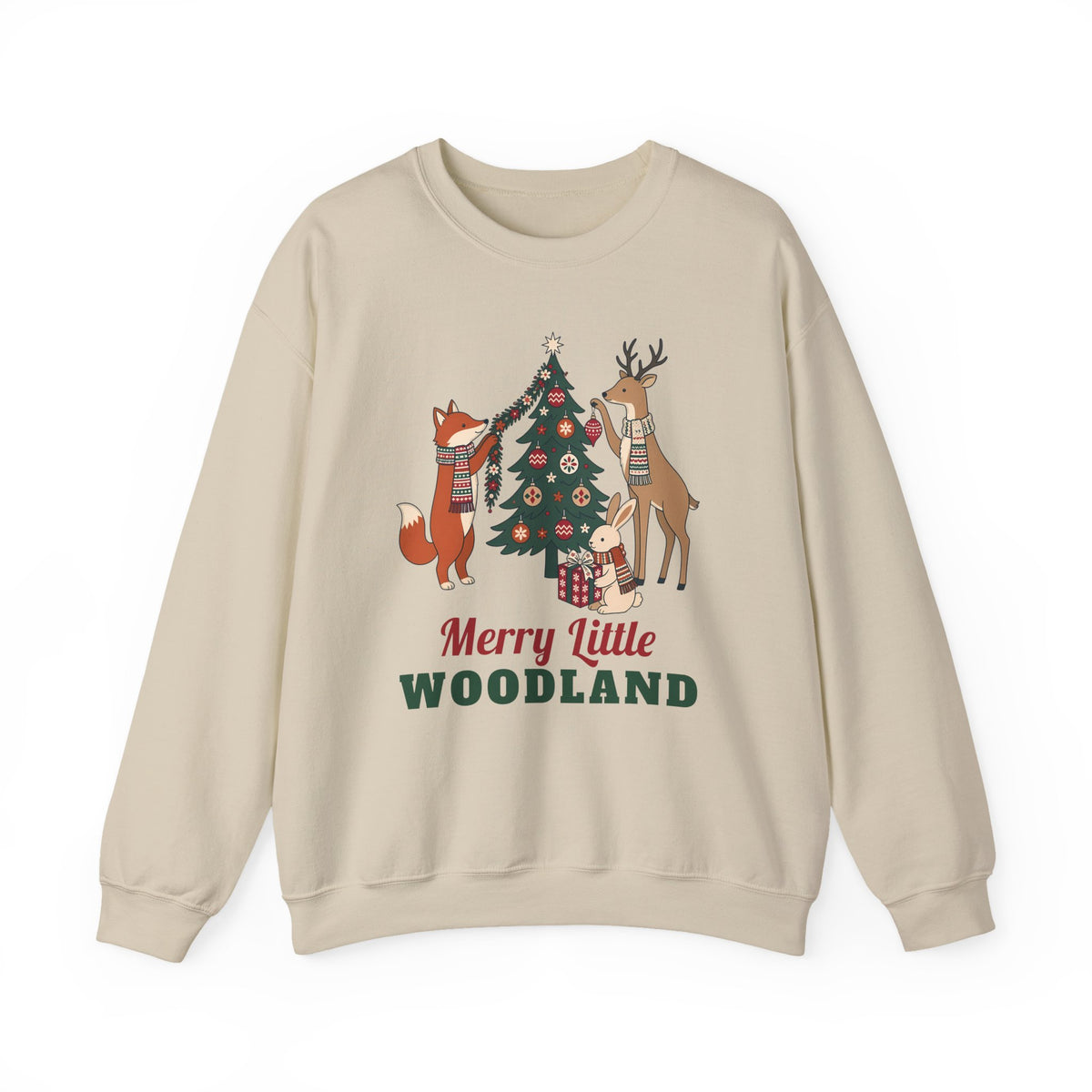 Merry Little Woodland unisex crewneck sweatshirt in Sand