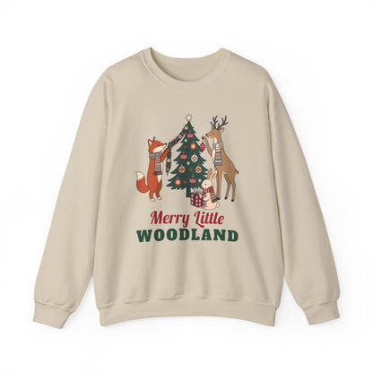 Merry Little Woodland unisex crewneck sweatshirt in Sand