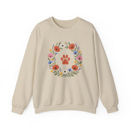 Wildflower Paws unisex crewneck sweatshirt in Sand