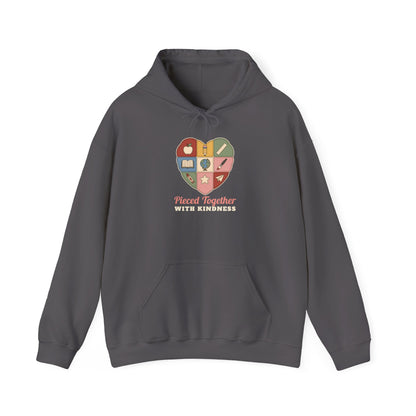 Pieced Together with Kindness unisex hoodie in Charcoal