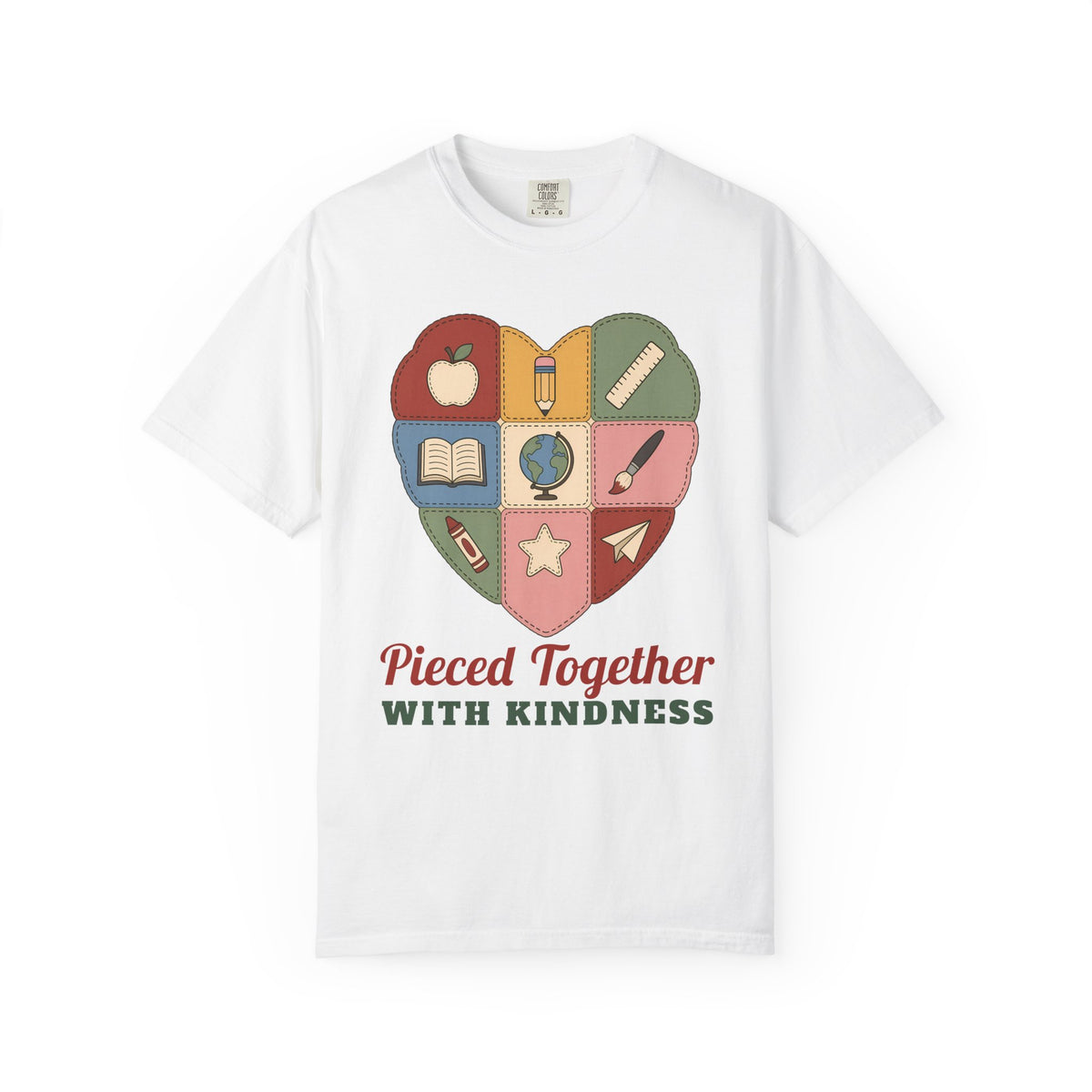 Pieced Together with Kindness unisex tee in White