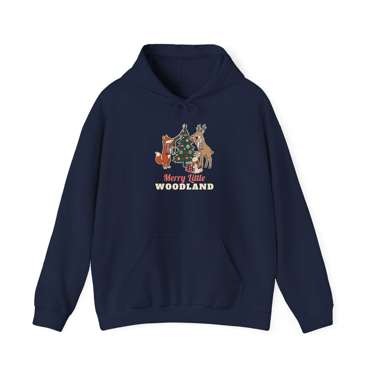 Merry Little Woodland unisex hoodie in Navy