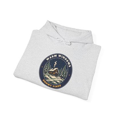 Warm Windows, Snowy Pines unisex hoodie