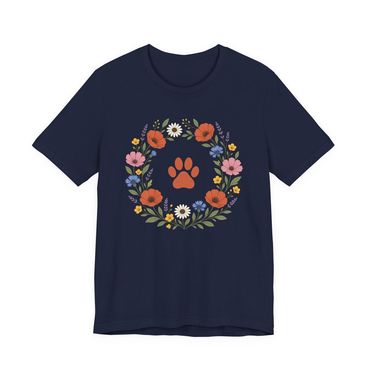 Wildflower Paws unisex tee in Navy