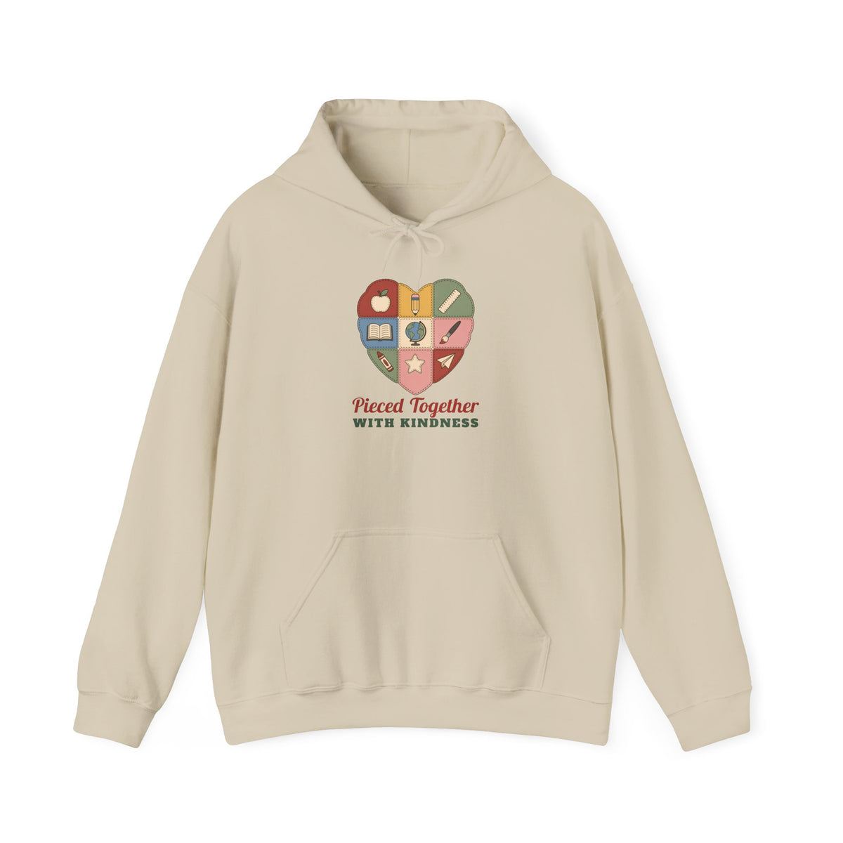 Pieced Together with Kindness unisex hoodie in Sand