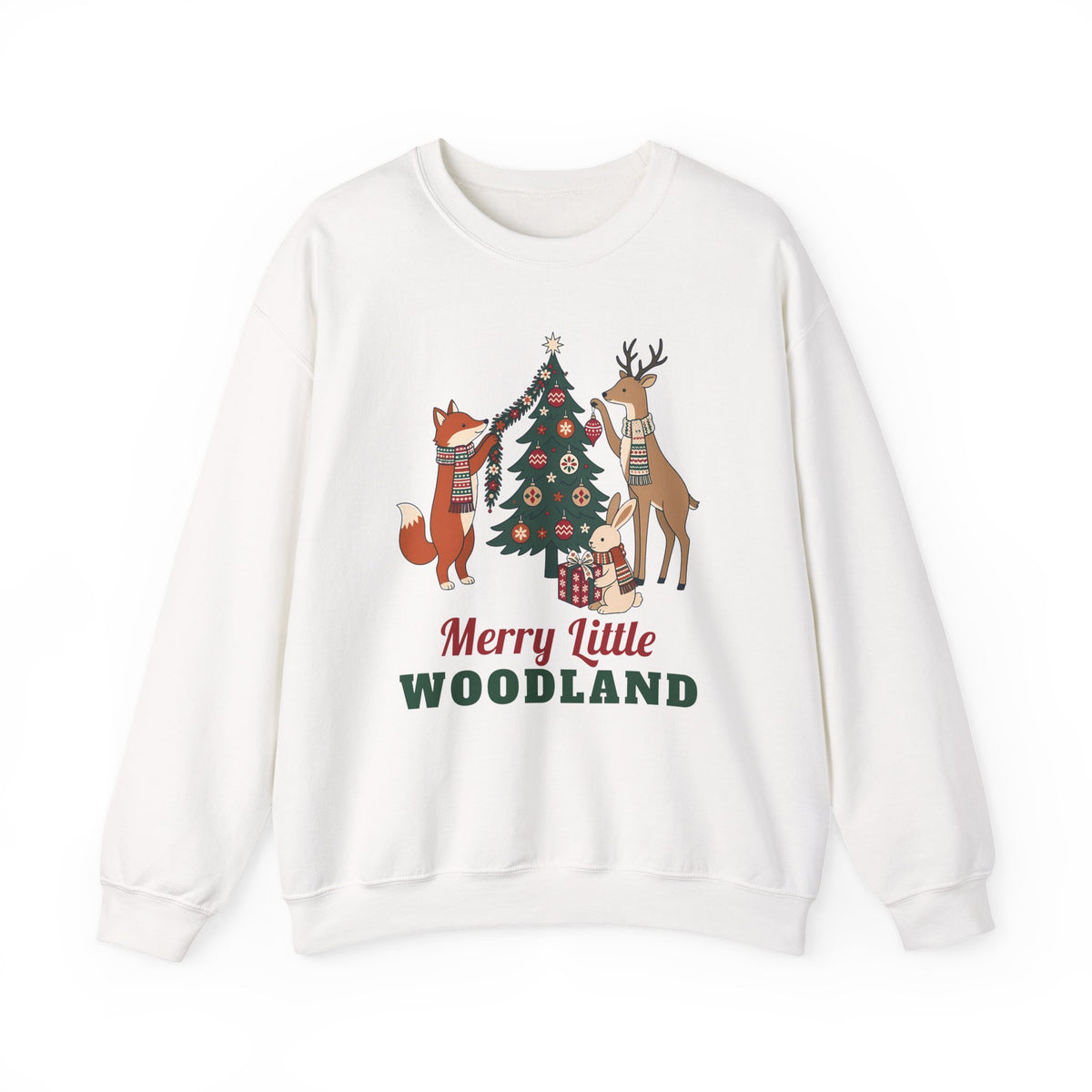 Merry Little Woodland unisex crewneck sweatshirt in White
