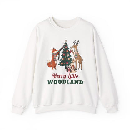 Merry Little Woodland unisex crewneck sweatshirt in White