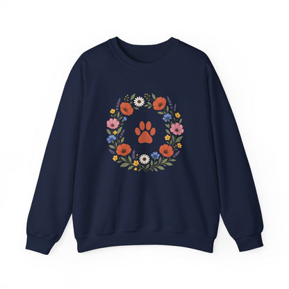 Wildflower Paws unisex crewneck sweatshirt in Navy