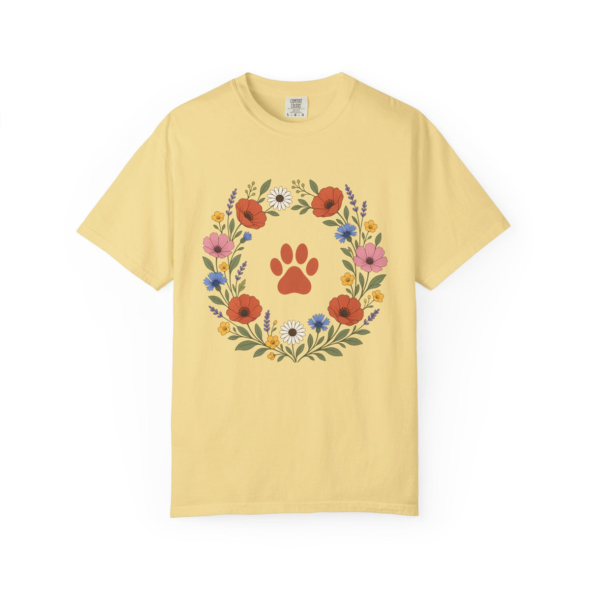 Wildflower Paws unisex tee in Butter