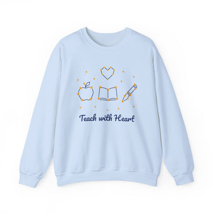 Teach with Heart unisex crewneck sweatshirt in Light Blue