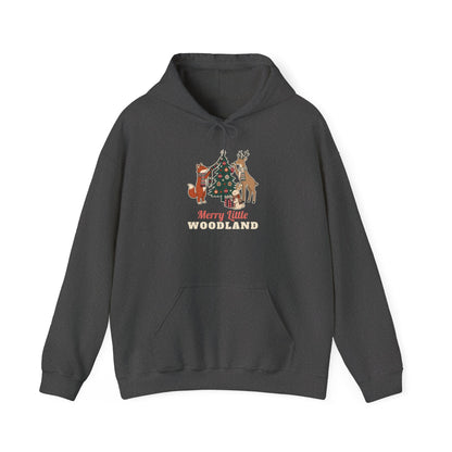 Merry Little Woodland unisex hoodie in Dark Heather