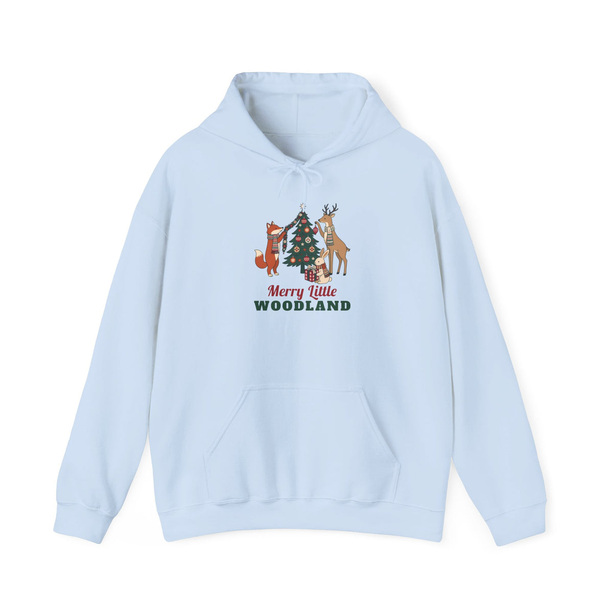 Merry Little Woodland unisex hoodie in Light Blue