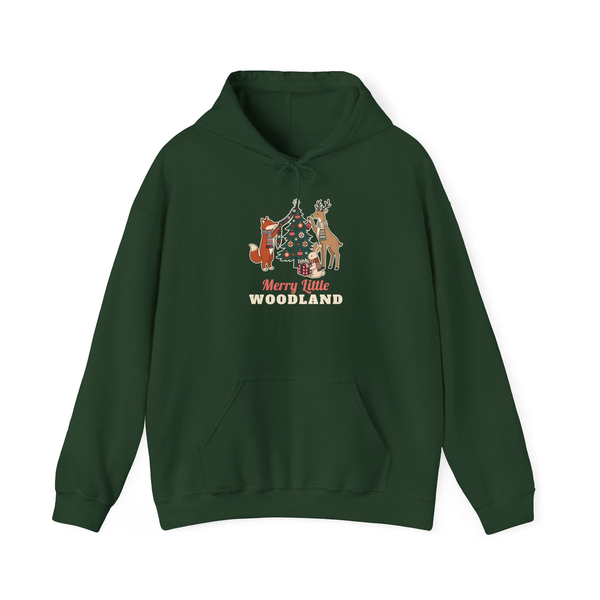 Merry Little Woodland unisex hoodie in Forest Green