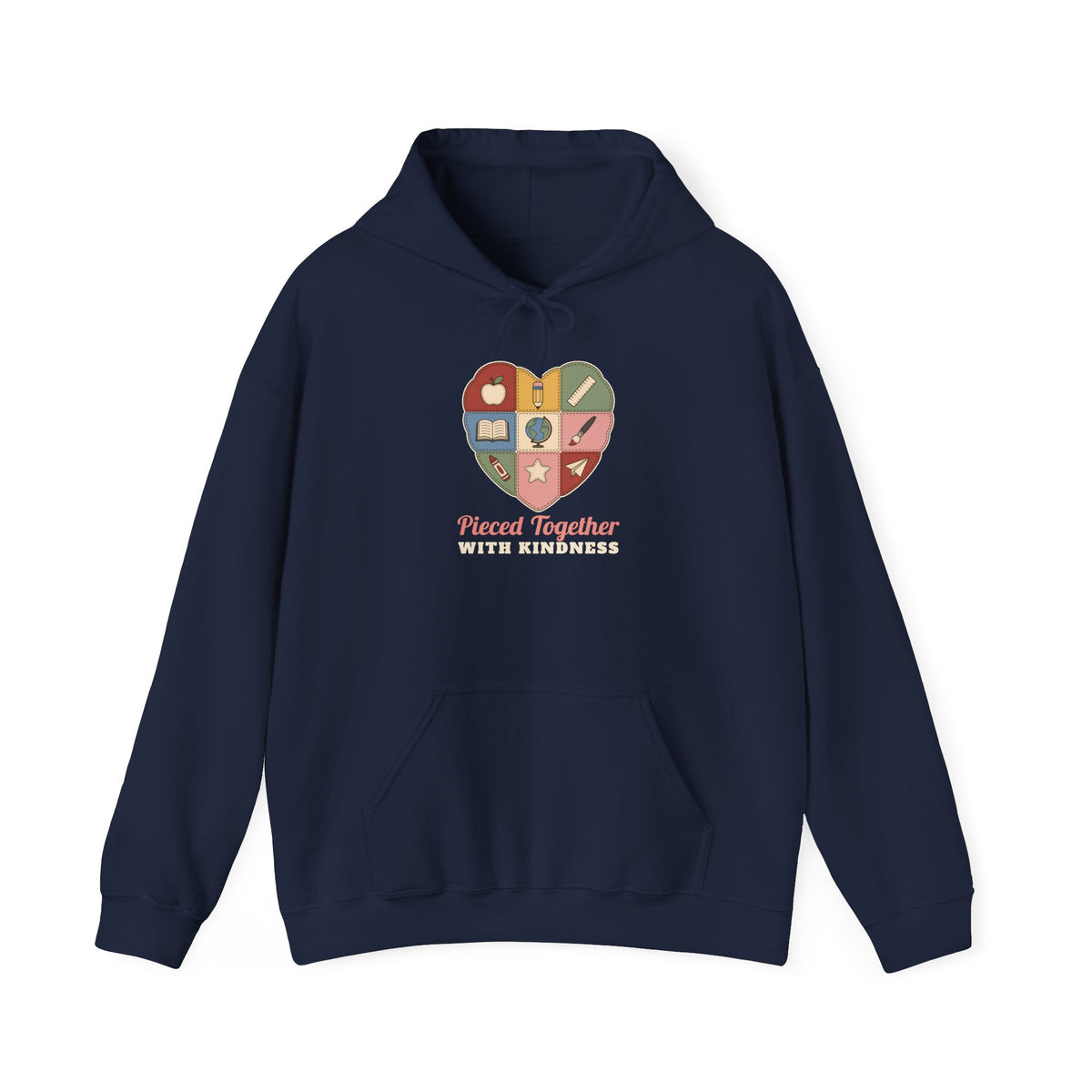 Pieced Together with Kindness unisex hoodie in Navy