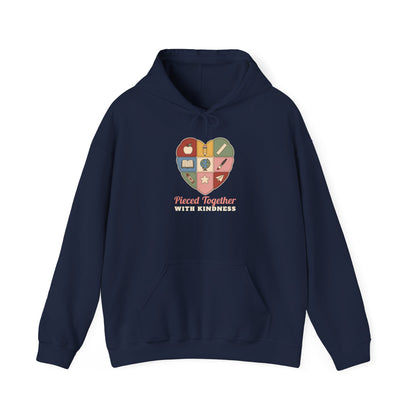 Pieced Together with Kindness unisex hoodie in Navy