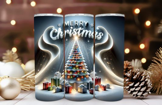 White Christmas Tree With Merry Christmas 20oz Tumbler